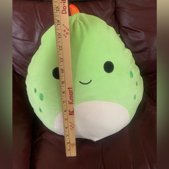 Seanster the Stegosaurus Dinosaur Plushie Squishmallow w/Orange Horn; 16” - Picture 6 of 6